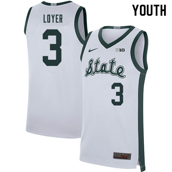 Youth Michigan State Spartans #3 Foster Loyer NCAA Nike Authentic White Retro College Stitched Basketball Jersey DR41U55DP